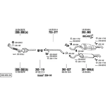 Výfukový systém zadní tlumič výfuku Polmostrow 282985P, náhrada za Bosal 282-985