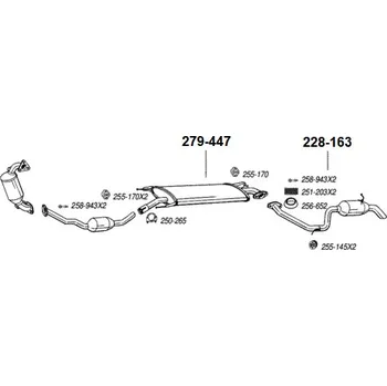 Střední díl výfuku střední tlumič výfuku Polmostrow 279447P, náhrada za Bosal 279-447