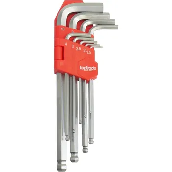Dílna TOPTRADE sada inbus, 9 ks, Cr-V, 1,5 -10 mm, standard 107861