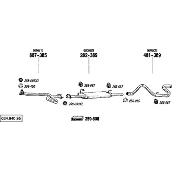 Tlumič výfuku střední tlumič výfuku Polmostrow 282389P, náhrada za Bosal 282-389