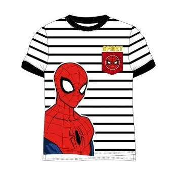 E plus M - Chlapecké bavlněné tričko s krátkým rukávem Spiderman Marvel - černé 134