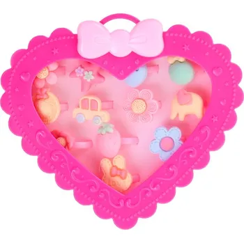 Náhrdelník Mikro Trading Sada prstýnků v krabičce ve tvaru srdce 13cm 2barvy Barvy: tmavě růžová