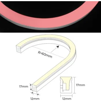 LED páska LED NEON červená 24V/8W(9,6W) silikon IP67 DE1217