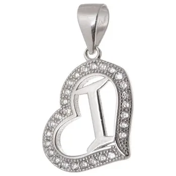 Přívěsek Stříbrný přívěšek srdíčko s písmenem I 59689F