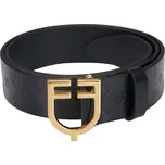 EQUESTRO Pásek kožený Buckle Logo Equestro, gold/black Délka: 110 cm