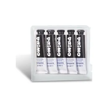 Výtvarná barva Temperová barva PRIMO, 12ml, 5ks, černá, tuba