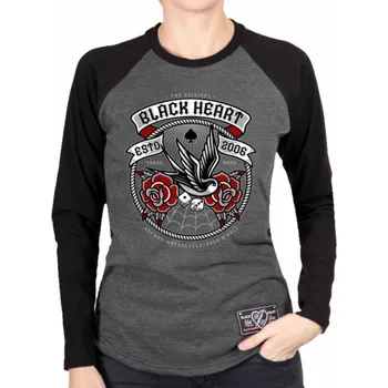 Dámské tričko tričko street dámské - SWALLOW ROSE - BLACK HEART - 9955 - S