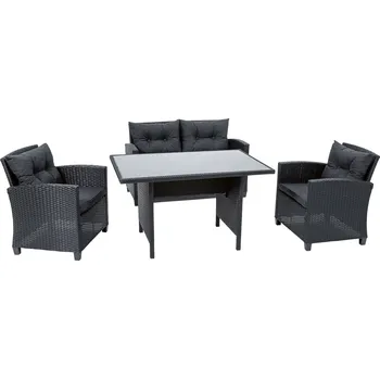 Zahradní nábytek LIVARNO home Zahradní sedací souprava, 4dílná, antracitová