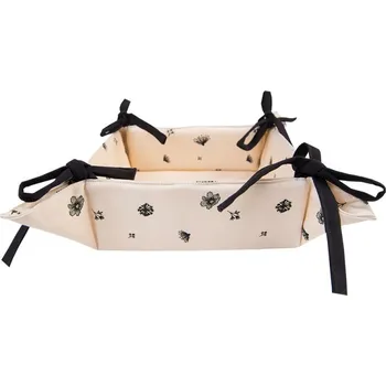 chlebník Béžový košík na pečivo s květinami Flora And Fauna - 35*35*8 cm