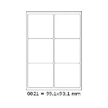 Speciální papír Samolepicí etikety 99,1 x 93,1 mm, 6 etiket, A4, 100 listů