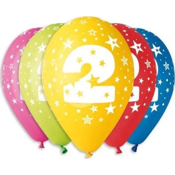 Balónky potisk čísla \"2\" (5ks)