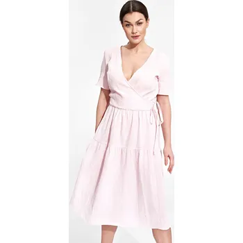 Dámská móda Světle růžové lehké letní šaty M872 Light Pink Velikost: M