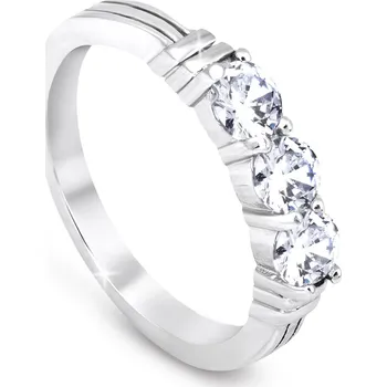 Prsten biju Dámský jemný prsten z chirurgické oceli, ozdobený třemi zirkony 4000238 Velikost prstenu - obvod: 54 mm