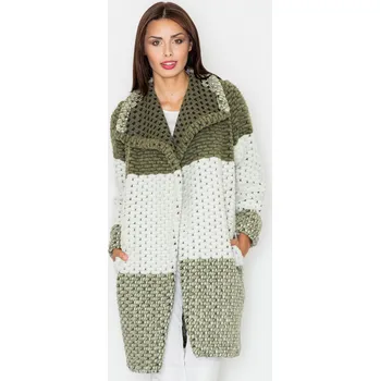 Dámský svetr Pletený olivový kardigan M507 Olive green Velikost: S