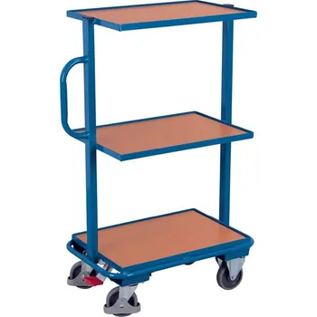 Plošinový vozík Vychystávací vozík VARIOfit, pevné police, výplně polic z desky MDF