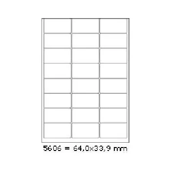 Speciální papír Samolepicí etikety 64 x 33,9 mm, 24 etiket, A4, 100 listů