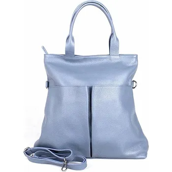 Velká modrá kožená shopper kabelka Borse in Pelle no. 711, formát A4
