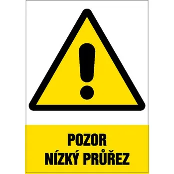 Značení Značka Pozor – Nízký průřez, samolepicí fólie, 210 × 297 mm