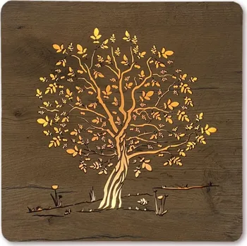 Obraz Li-Go "Ořešák" světelný obraz s baterií 42x42 cm včetně dálkového ovládání provedení povrchu: dub