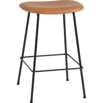 Barová židle Muuto Barová stolička Fiber Stool 65cm Tube Base, cognac leather