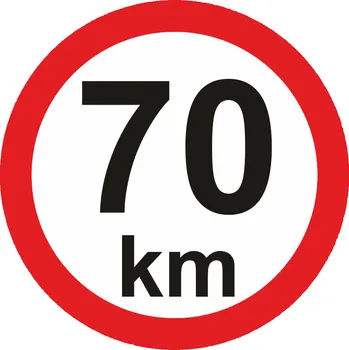 Značení Nejvyšší povolená rychlost - 70 km samolepící vinylová fólie průměr 150 mm