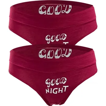 Kalhotky Numberoplus Dámské bavleně kalhotky Gool Night ( 2ks v balení ) Barva: Vínová, Velikost: XL