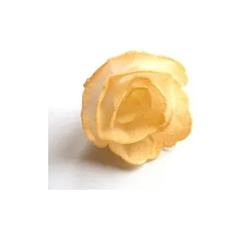 Jedlá dekorace na dort Jedlá dekorace (jedlý papír) - RŮŽE čínská 4,5 cm /zlatá - stínovaná 35 kusů