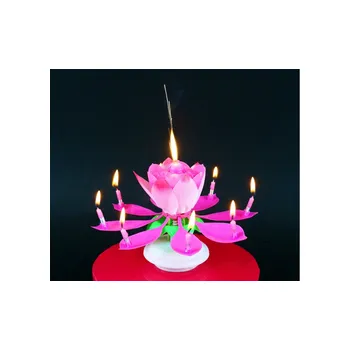 Dortová svíčka Dortová fontána - HRAJÍCÍ KVĚT růžový