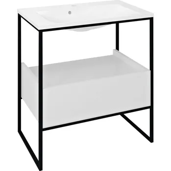 Koupelnový nábytek Sapho SKA 750 x 850 x 460 mm SKA602 konzole pod umyvadlo se zásuvkou černá mat/bílá lesk