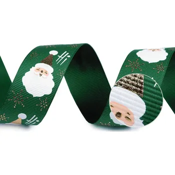 Vánoční rypsová stuha šíře 25 mm, barva 2 zelená zlatá