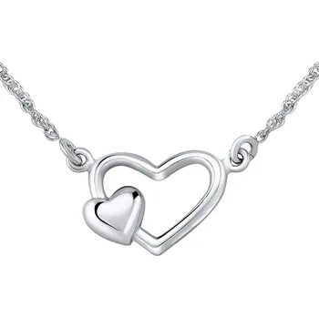 Šperk Stříbrný náhrdelník dvojité srdce ZTJ71251
