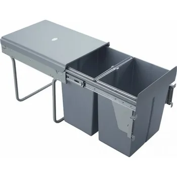 Odpadkový koš Wireli Výsuvný odpadkový koš 400 mm - 2x20 l s madly / šedý