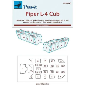 Plastikový model Peewit 1/144 Canopy mask Piper L-4 Cub (MARK I)