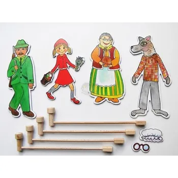 Loutkové divadlo ČERVENÁ KARKULKA - balíček s tyčkami