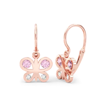 Náušnice SOLUNA PAPILA zlaté dětské náušnice s růžovými a čirými zirkony růžové zlato