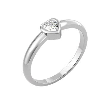 Prsten SOLUNA Něžný zlatý prsten se zirkonem CUORE bílé zlato VELIKOST: 48 - 15,3 mm