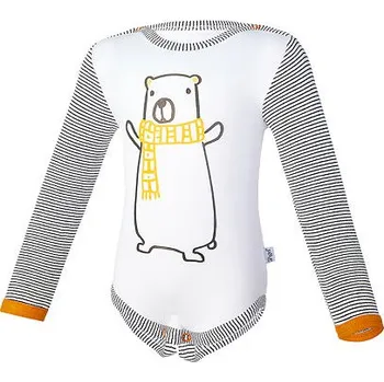 Dětské body Little Angel smyk DR pruh Outlast® - bílá medvěd/pruh bíločerný velikost 74