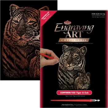 Výuková hračka Měděný škrabací obrázek Tygři