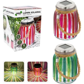 Zahradní dekorace Solární lampa barevná SKLENICE 10,5x5x15cm růžovo-červená / CH6907