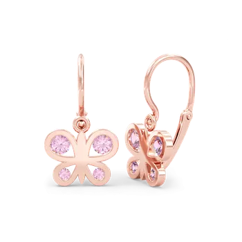 Náušnice SOLUNA PAPILA zlaté dětské náušnice s růžovými zirkony růžové zlato