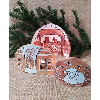 Vánoční dekorace Daneta Keramický betlém - trojdílný, menší