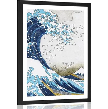Plakát Dovido Plakát s paspartou reprodukce Velká vlna z Kanagawa - Kacušika Hokusai