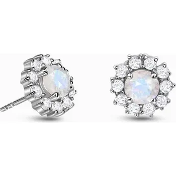 Náušnice Royal Fashion stříbrné peckové náušnice GU-DR23079E-SILVER-MOONSTONE-TOPAZ