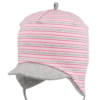 Kojenecká čepice RDX Dívčí vázací čepice s kšiltem Proužek Vel. 1