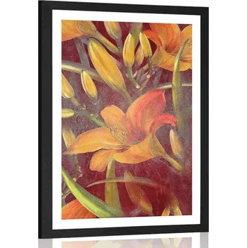 Plakát Dovido Plakát s paspartou rozkvět oranžové lilie