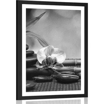 Plakát Dovido Plakát s paspartou Feng Shui zátiší v černobílém provedení