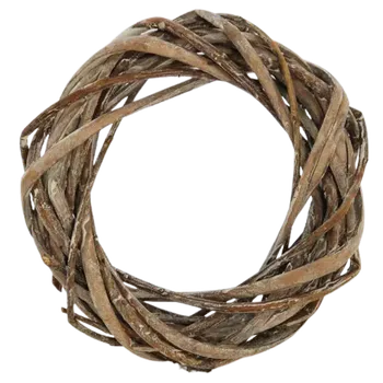 Železářství Proutěný věnec šedý s bílou patinou - 10*10*3 cm Barva: hnědá, Velikost: 10x10x3