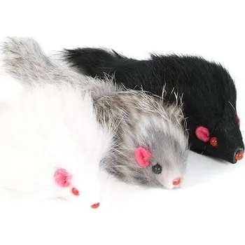 Hračka pro kočku Olala Pets Myška 4 cm z pravé kůže 3 ks