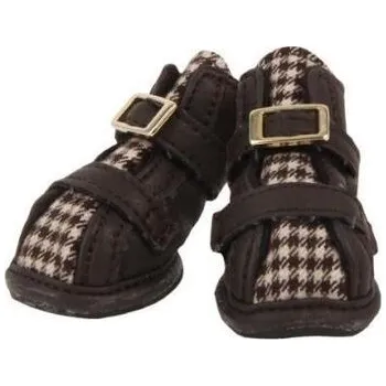 Obleček pro psa Puppia botičky pro psy Houndstooth(A-Type) - hnědé varianta XS