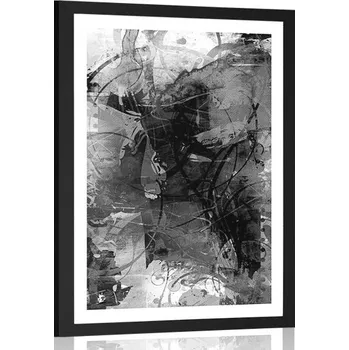Plakát Dovido Plakát s paspartou moderní mediální malba v černobílém provedení